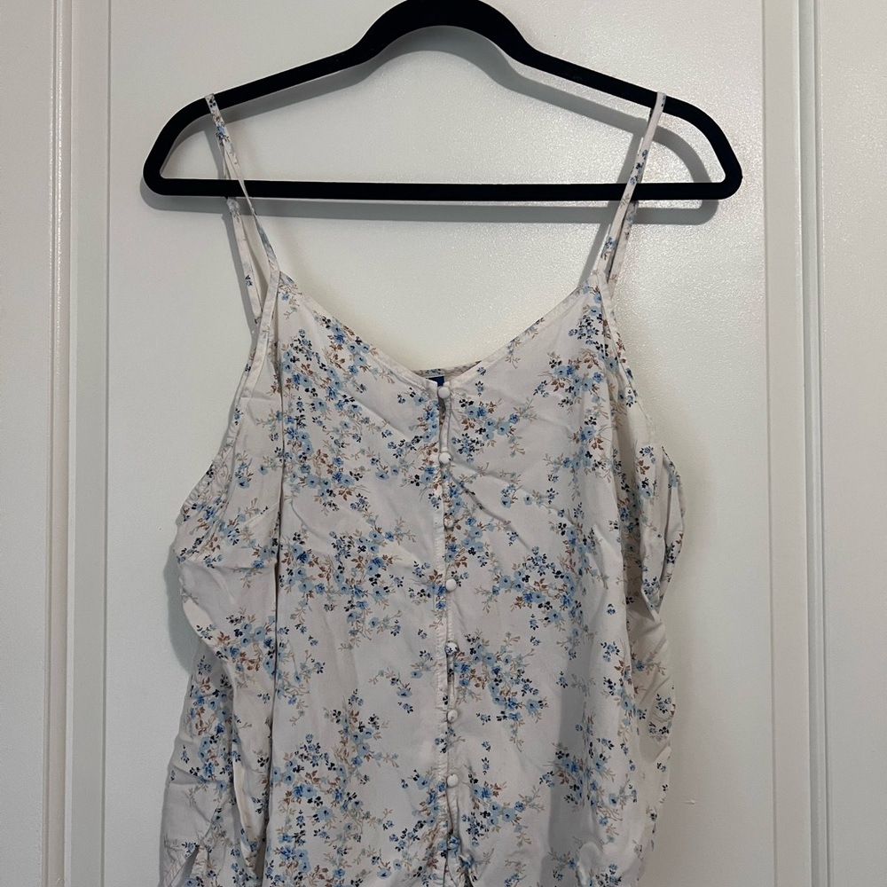 Old Navy White and Blue Floral Tank Top